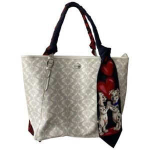 coach w customized w tie sash cream tan tote